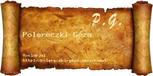 Polereczki Géza névjegykártya